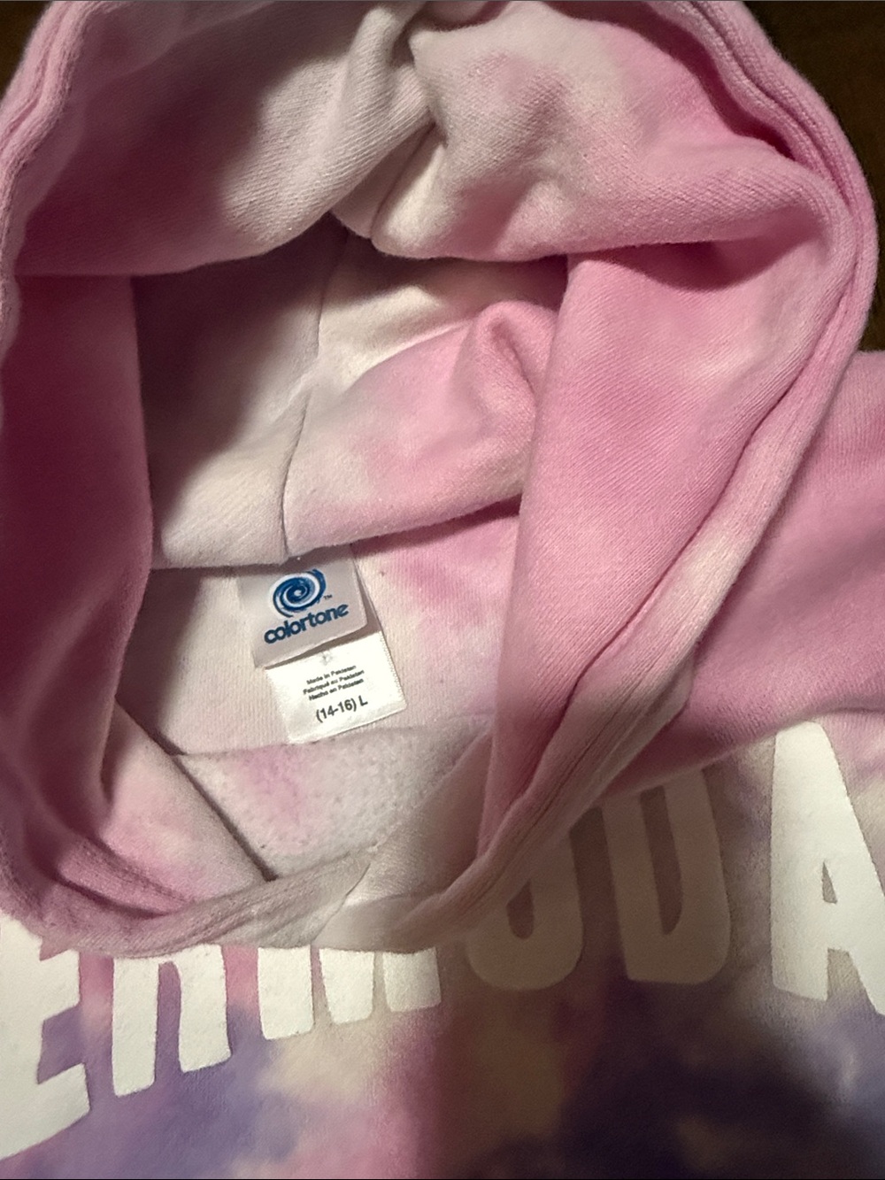 Bermuda Tie-Dye Crewneck Hoodie Sweater - Pastel Pink/Purple/Blue - Picture 2 of 3